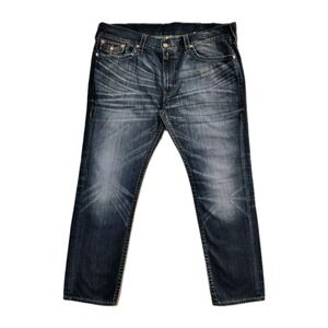 True Religiion Jeans Mens 44 Skinny fit Hidden Night Blue Orange Stretch Denim